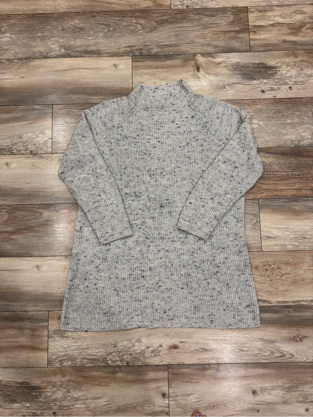 Madewell Speckled Light Gray Mock Neck Sweater Dress